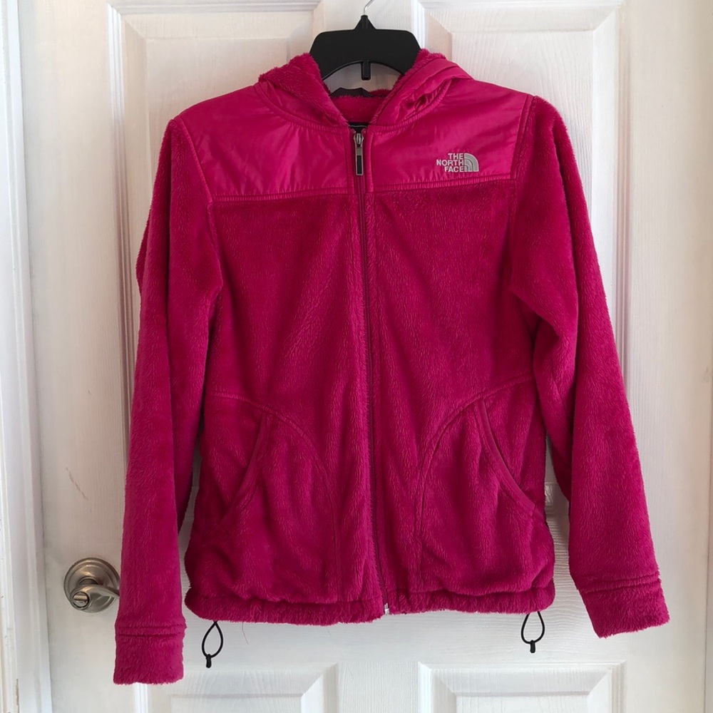 North Face Hot Pink Fuzzy Jacket with Hood